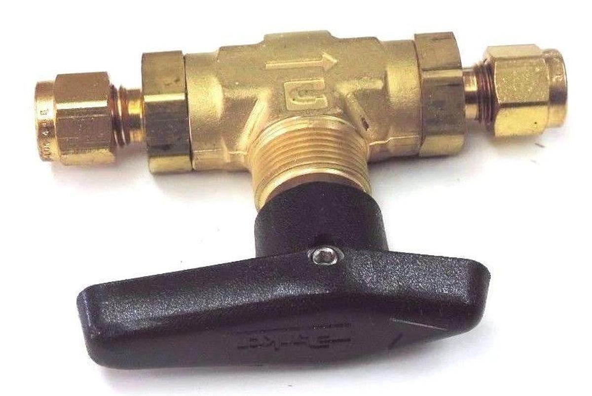 Used NIB PARKER 4A-B6LJ2-BP 1/4" TWO-WAY B SERIES BRASS BALL VALVE 4AB6LJ2BP