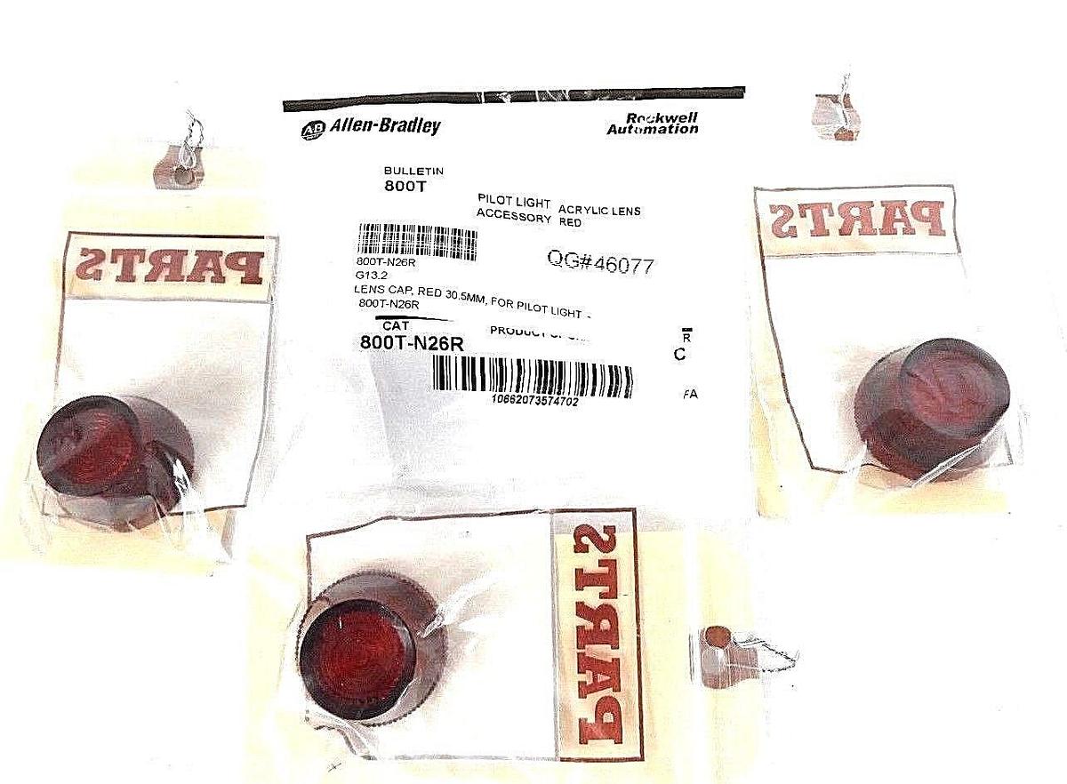 Used LOT OF 4 NEW ALLEN BRADLEY 800T-N26R SER. C RED PILOT LIGHT LENSES 800TN26R