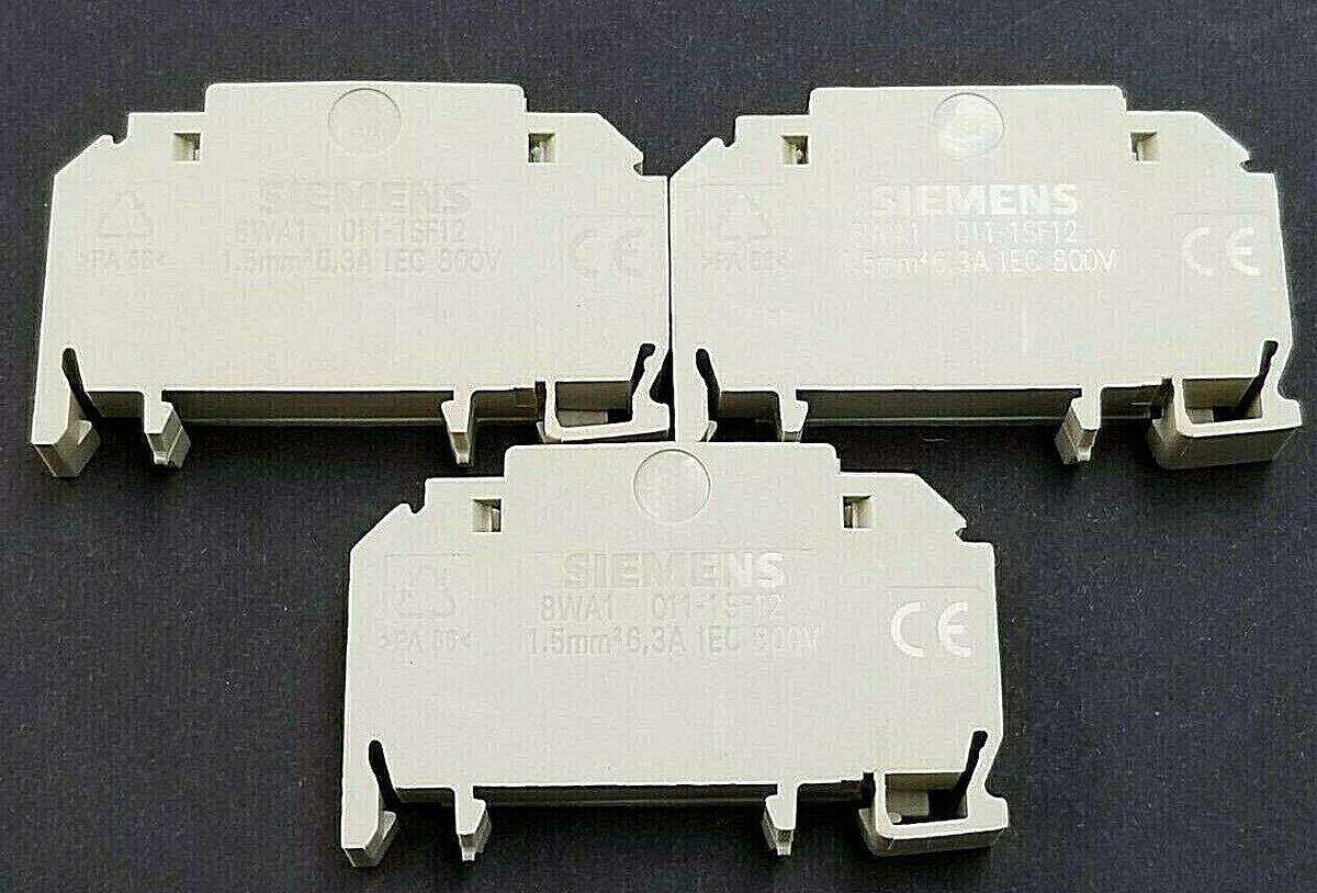 Used LOT OF 3 SIEMENS 8WA1-011-1SF12 TERMINAL BLOCKS 1.5mm2 6,3A IEC 800V 18-14AWG