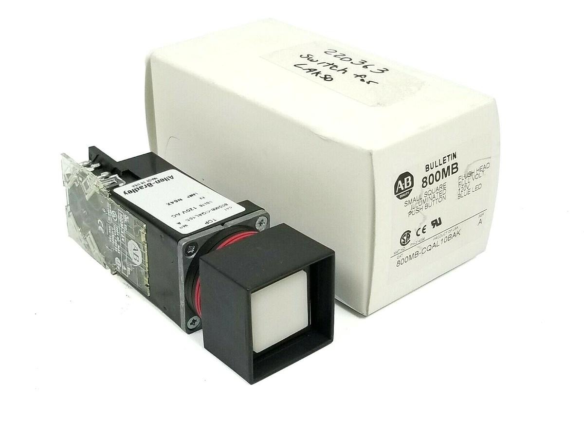 NEW ALLEN BRADLEY 800MB-CQAL10BAK SER. A BLUE SQUARE PUSH BUTTON 800MBCQAL10BAK