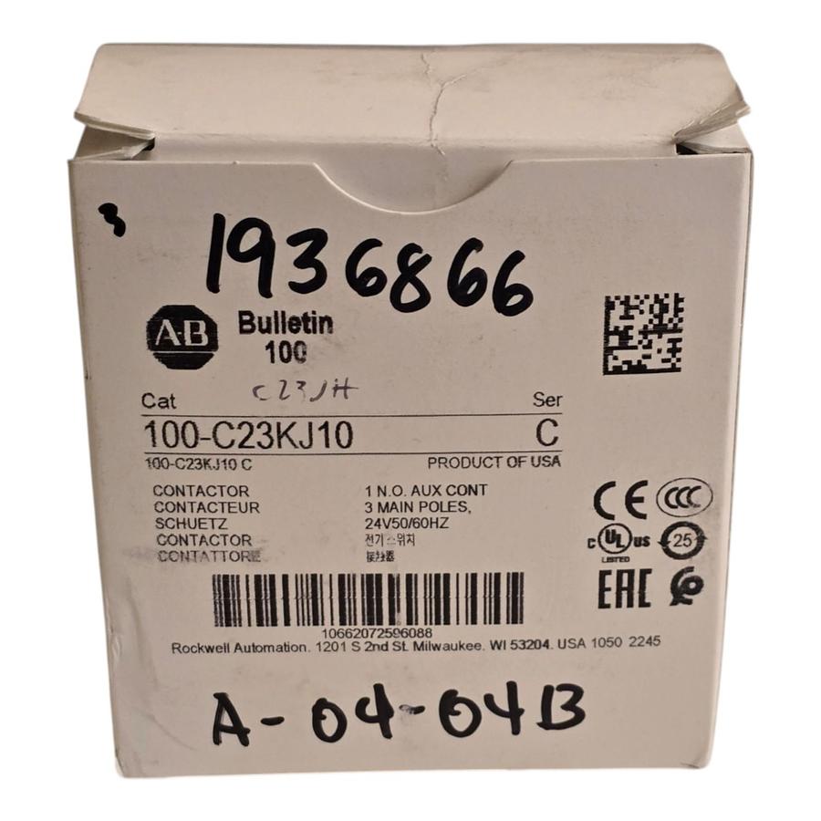 Used Allen-Bradley 100-C23KJ10 /C 100-C IEC Contactor 3-P 23A, 1 N.O. Coil 24VAC NSMP