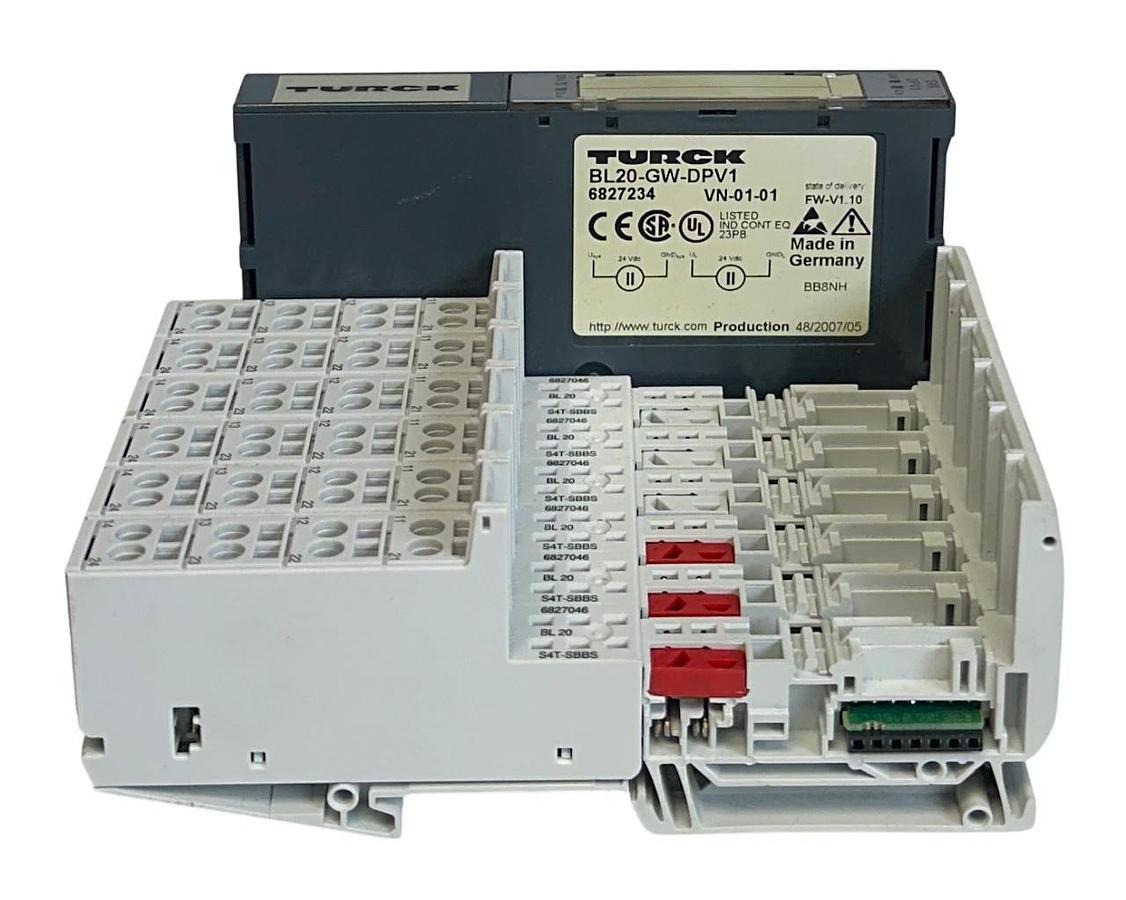 Used TURCK BL20-GW-DPV1 / 6827234 EXPANDABLE I/O GATEWAY MODULE S4T-SBBS 6827046 USNP