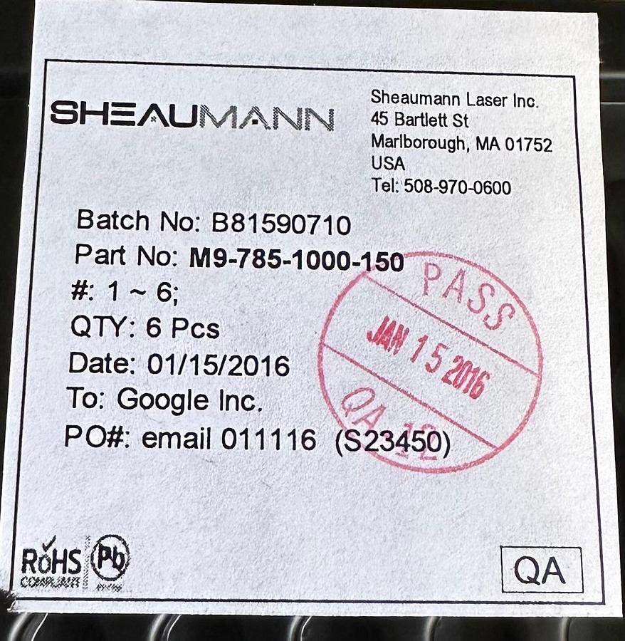 Used 6 SHEAUMANN M9-785-1000-150 / M97851000150 785nm MULTIMODE W FP LASER DIODES