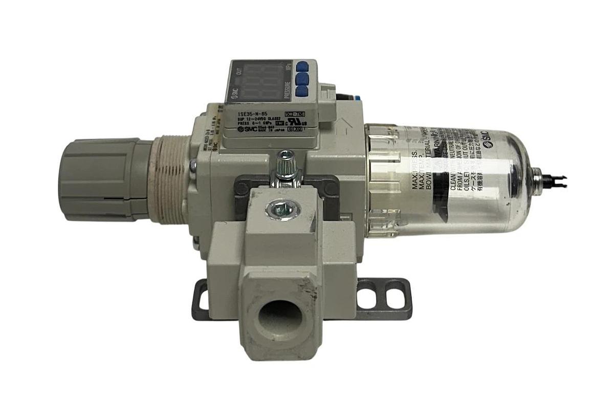Used SMC AW20K-N02E3-ZA-B / ISE35-N-65 AW MASS PRO FILTER / REGULATOR PRESSURE USNP