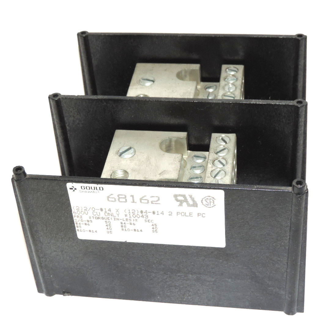 Used GOULD SHAWMUT 68162 COPPER POWER DISTRIBUTION BLOCK 2P