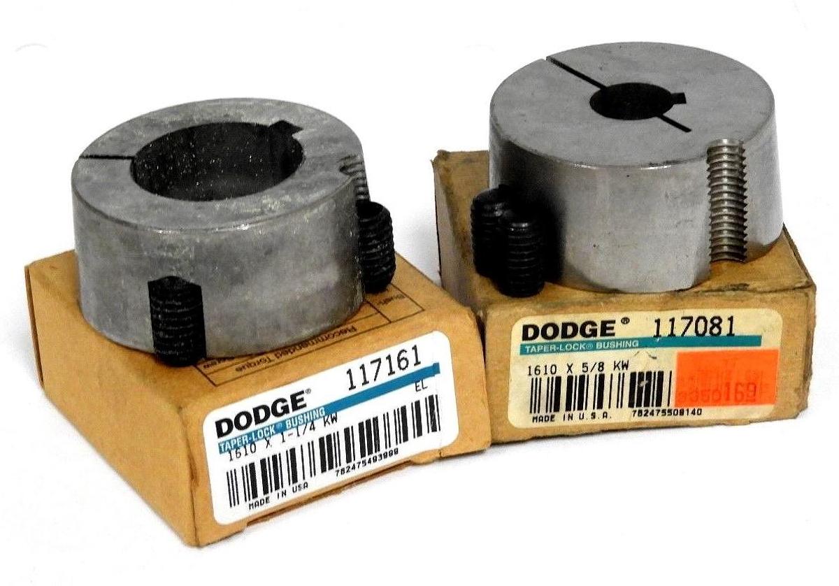 LOT OF 2 NIB DODGE 117161 & 117081 TAPER LOCK BUSHINGS 1610 X 1-1/4, 1610 X 5/8