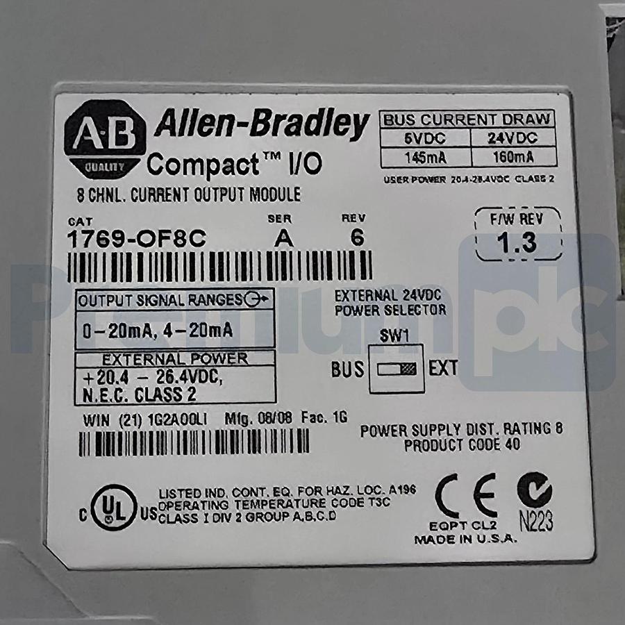Allen-Bradley 1769-OF8C /A Rev 6 CompactLogix I/O 8pt Analog Output Module NSMP 662468861625