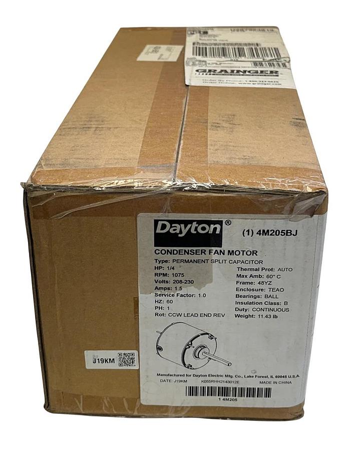 Used DAYTON 4M205BJ PERMANENT SPLIT CAPACITOR CONDENSER FAN MOTOR 1/4HP 208-230V NSFS