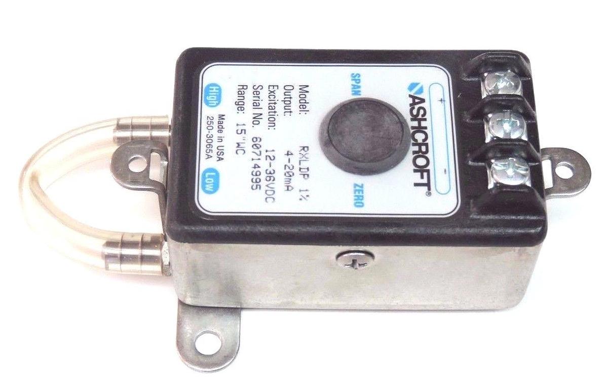 Used NIB ASHCROFT ASH-RX-D-100-B-M-MB4-42-B-10IW PRESSURE TRANSMITTER 4-20MA, RXLDP