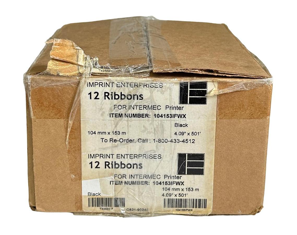 Used 12 NEW IMPRINT ENTERPRISES 104153IFWX RIBBONS FOR INTERMEC PRINTER 4.09'' x 501'