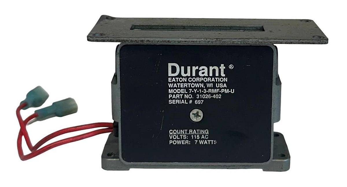 Used EATON DURANT 7-Y-1-3-RMF-PM-U / 31026-402 COUNTER 7-DIGIT 115VAC 7W USNP