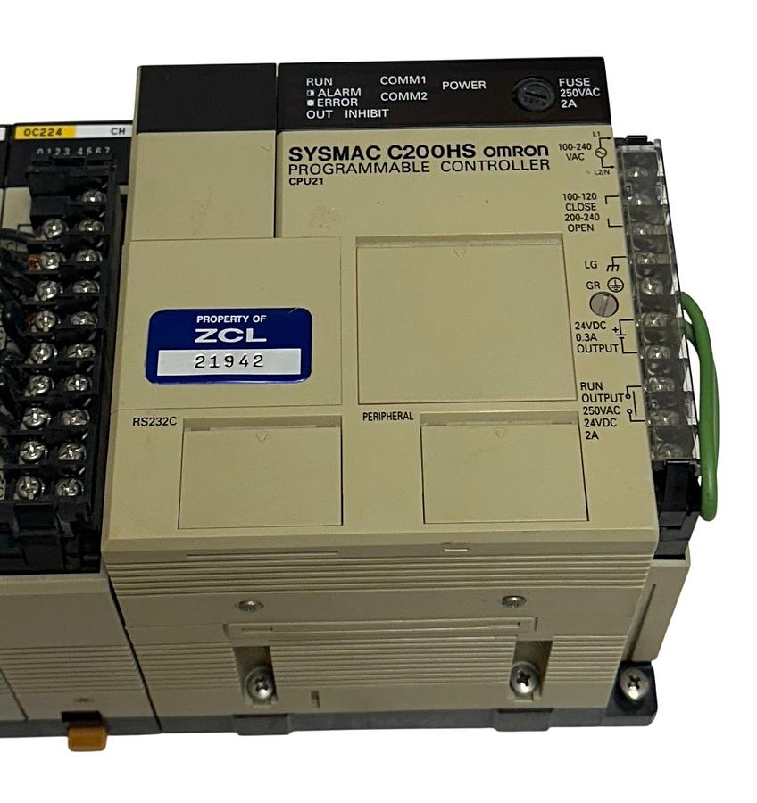 Used OMRON SYSMAC C200HS COMPLETE SLOT RACK ASSY C200HS-CPU21-E / OC224 / TS001 USNP