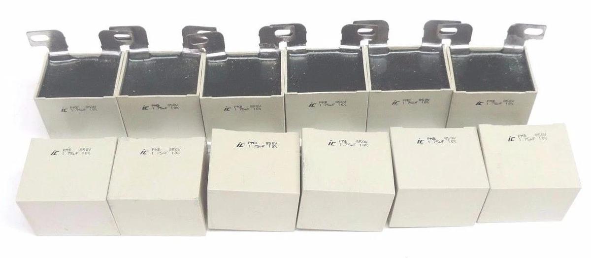Used LOT OF 12 ICEL PMB-850V CAPICTORS 1.7UF, 10%, PMB850V