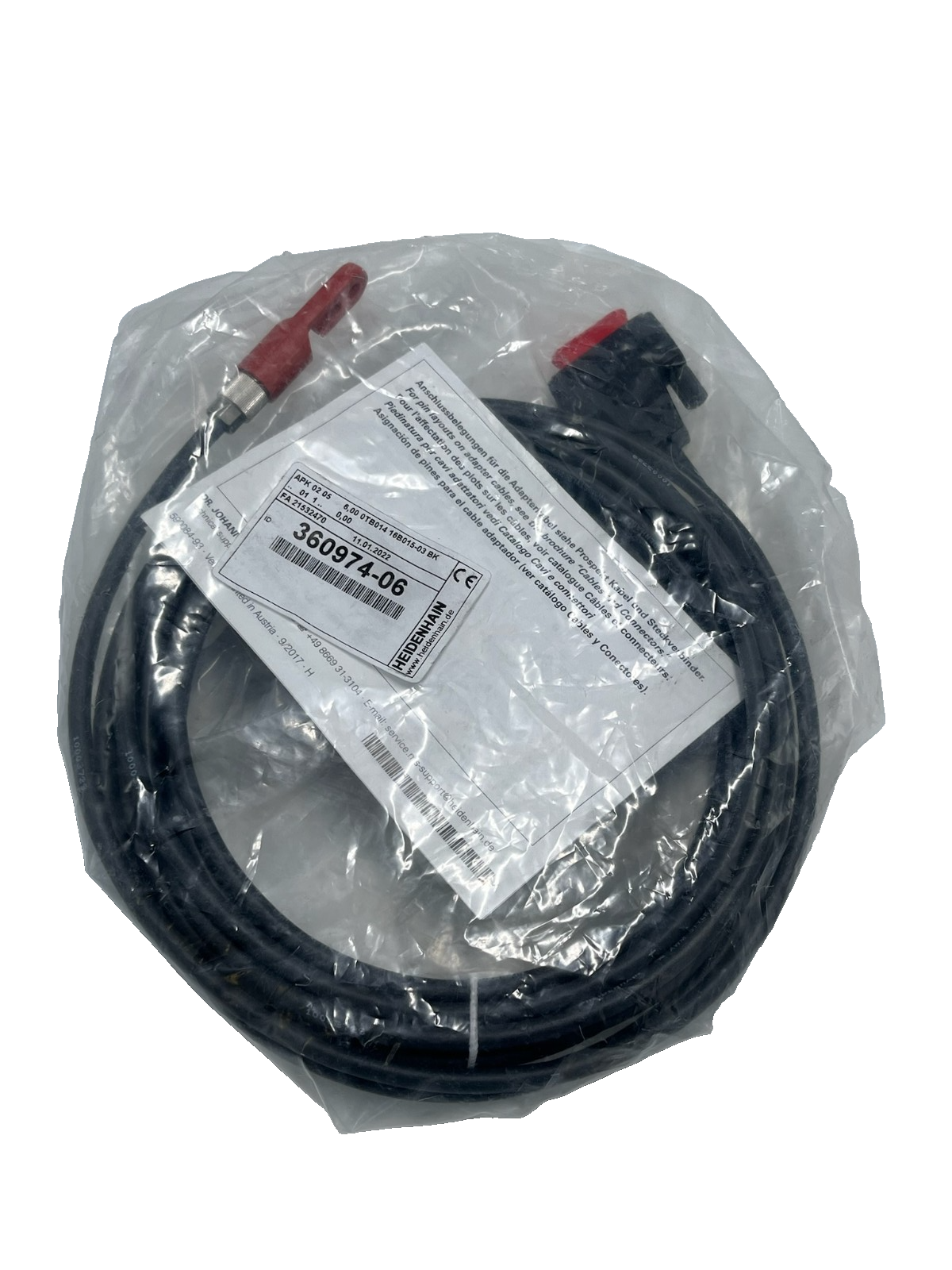 Used HEIDENHAIN 360974-06 | 36097406 Adapter Cable 6m M12 14-Pin to D-Sub 15-Pin NSMP