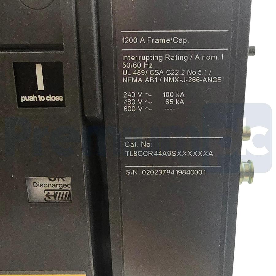 Used Square D TL8CCR44A9SXXXXXA Masterpact NT Circuit Breaker NT12L1 1200A 3P 480V
