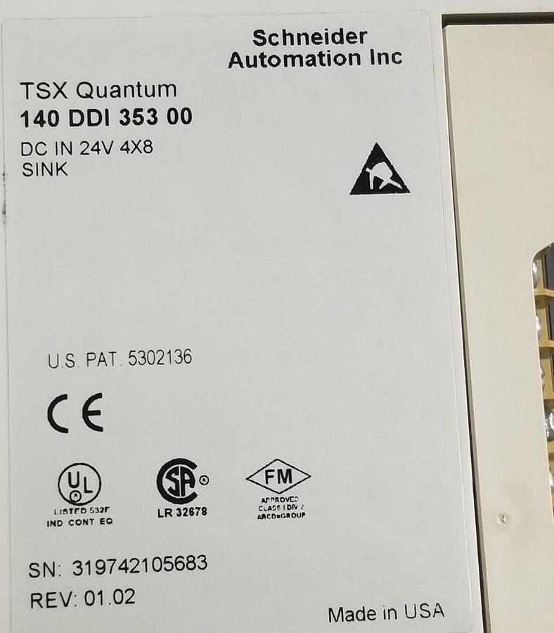 Used LOT OF 2 SCHNEIDER AUTOMATION 140 DDI 353 00 REV. 01.02 INPUT MODULES 140DDI353