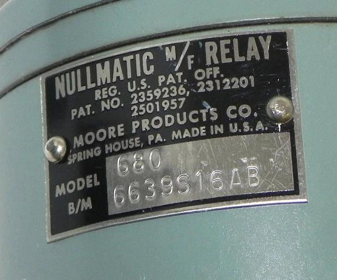 NEW MOORE PRODUCTS CO. MODEL 680 NULLMATIC RELAY B/M: 6639S16AB