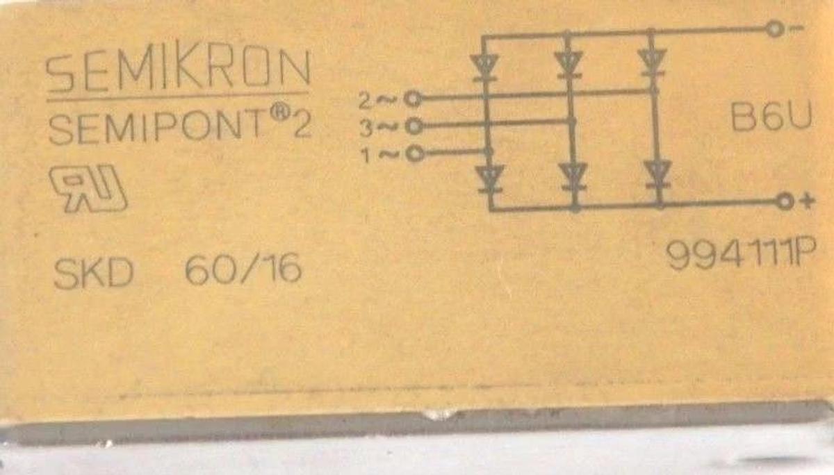 Used SEMIKRON SEMIPOINT SKD 60/16 BRIDGE RECTIFIER