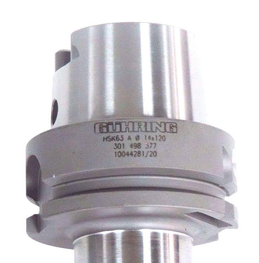 Used GUHRING HSK63 A TOOLHOLDER CT-62596 14X120 W/ 14MM SOLID CARBIDE STEPDRILL