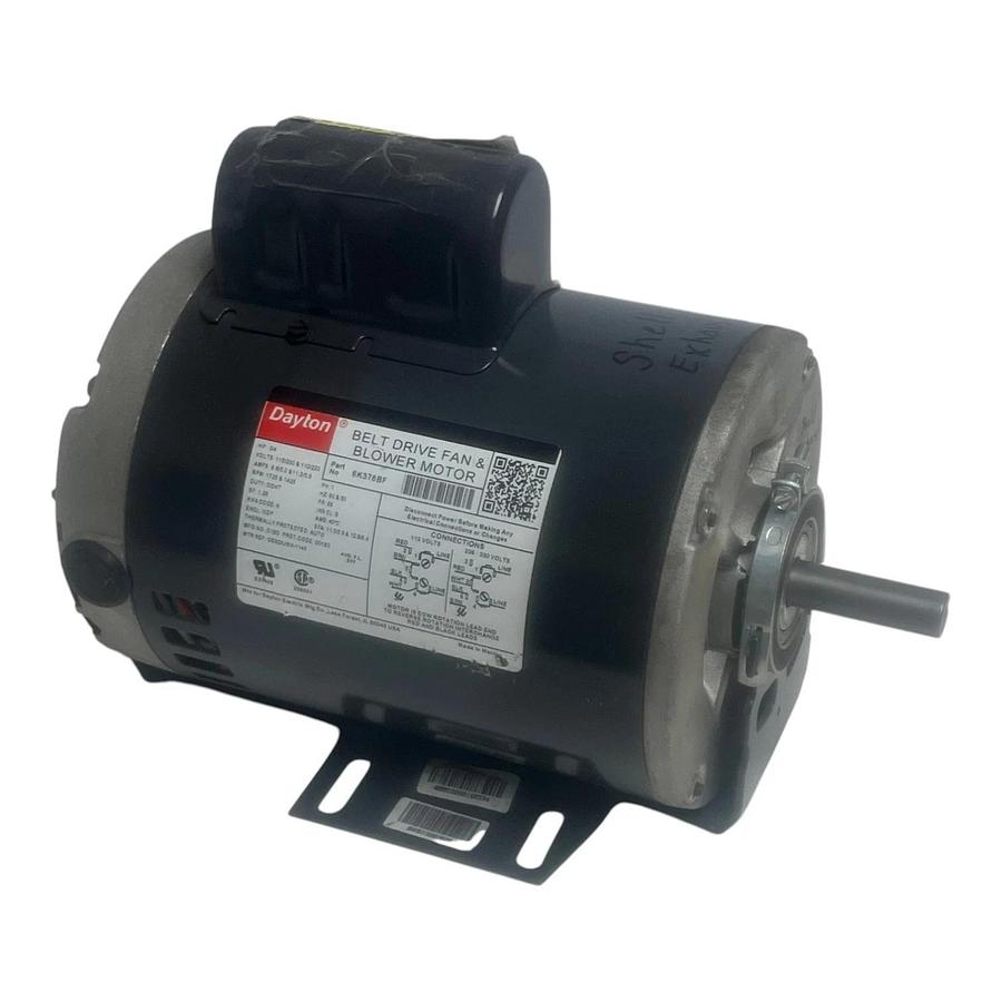 Dayton 6K376BF Belt Drive Fan and Blower Motor 3/4 HP 1 Phase 1725RPM Frame 56