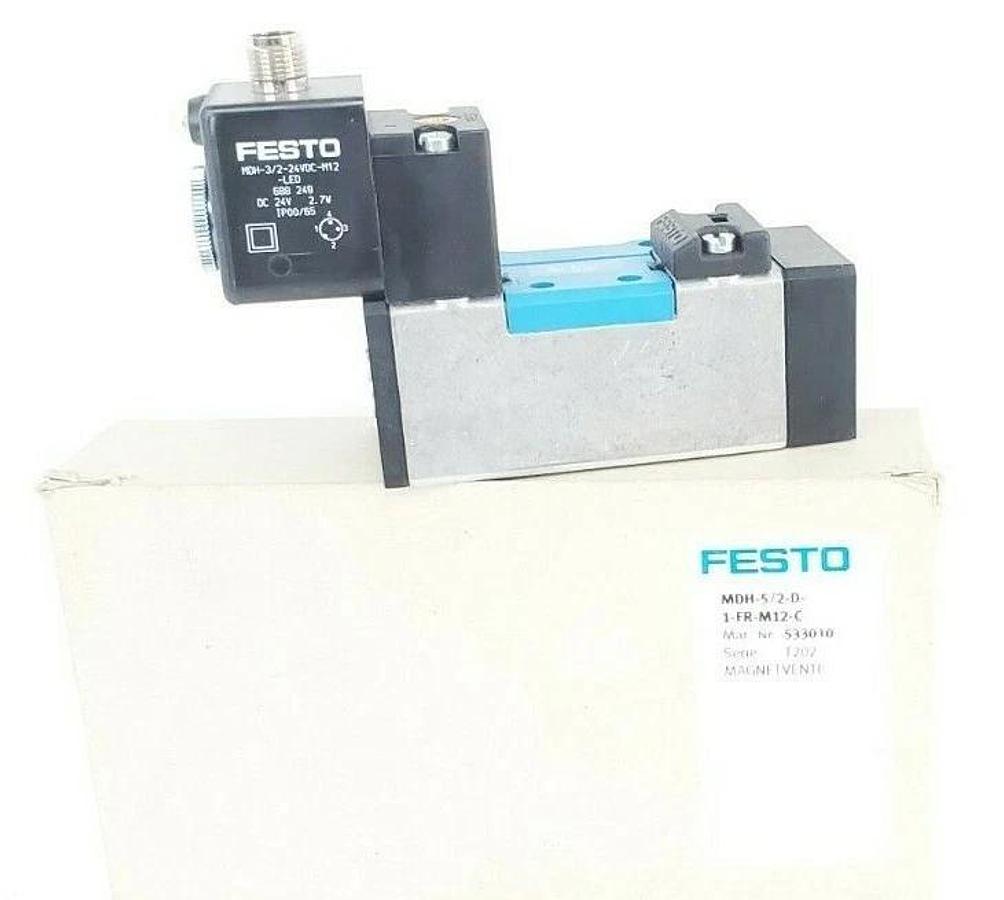 Used NIB FESTO MDH-5/2-D-1-FR-M12-C SOLENOID VALVE MAT. NR. 533010 SERIE: T202