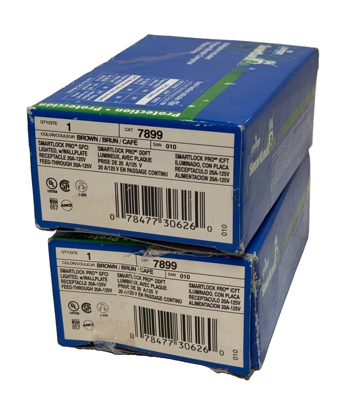 LOT OF 2 NIB LEVITON 7899 SMARTLOCK PRO GFCI RECEPTACLES 20A-15V BROWN