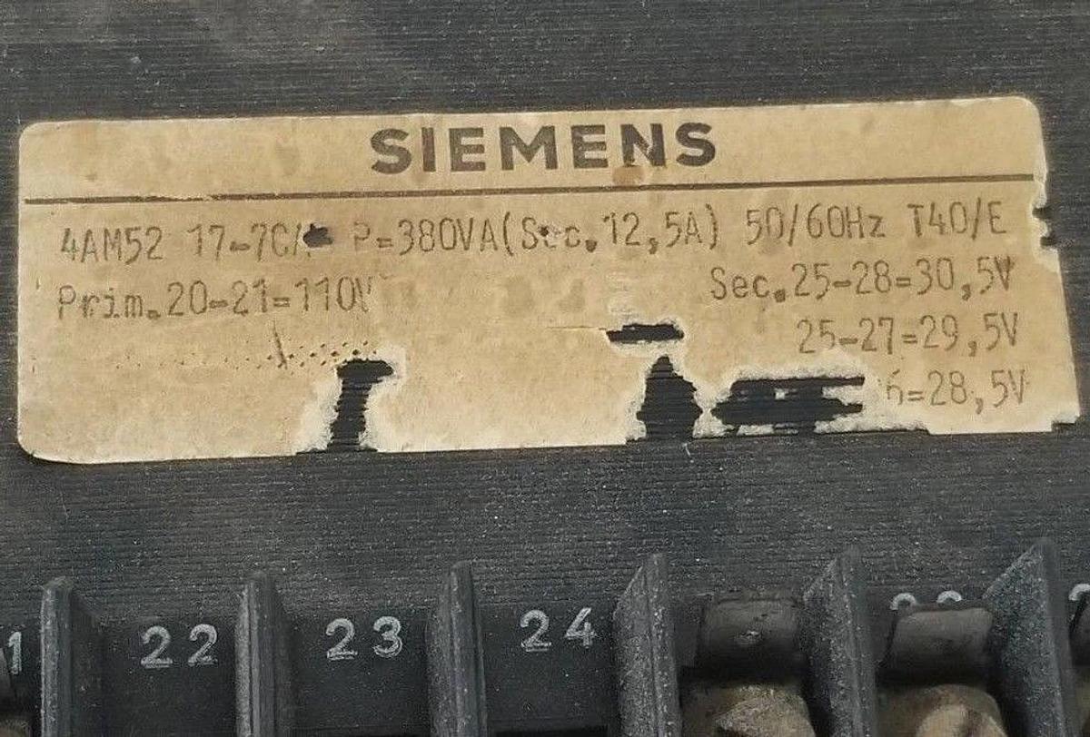 Used SIEMENS 4AM52 17-7C TRANSFORMER P=380VA 50/60HZ 4AM52177C