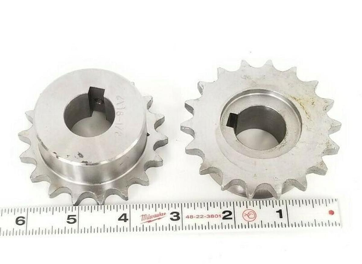 Used LOT OF 2 AVE INDUSTRIES Z18-1/2 SPROCKETS 18-TOOTH 1'' IN. KEYED BORE Z1812