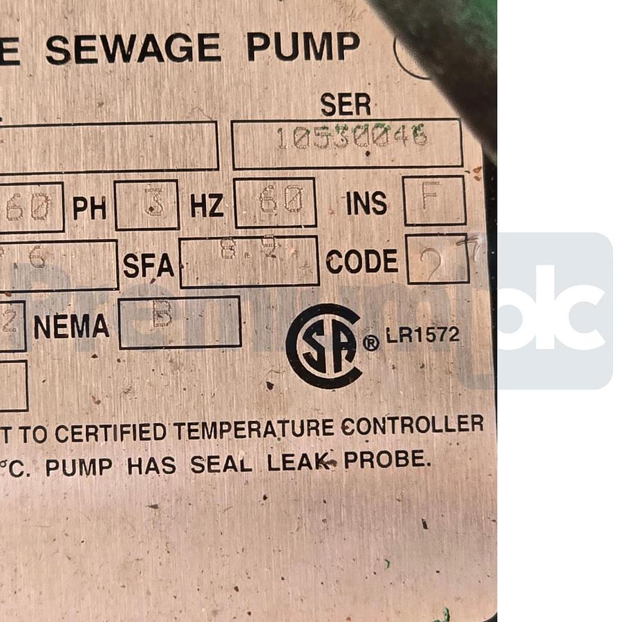 PENTAIR HYDROMATIC HPGF500M4-4 SUBMERSIBLE SEWAGE PUMP 5HP 460V 515111147 NSMP
