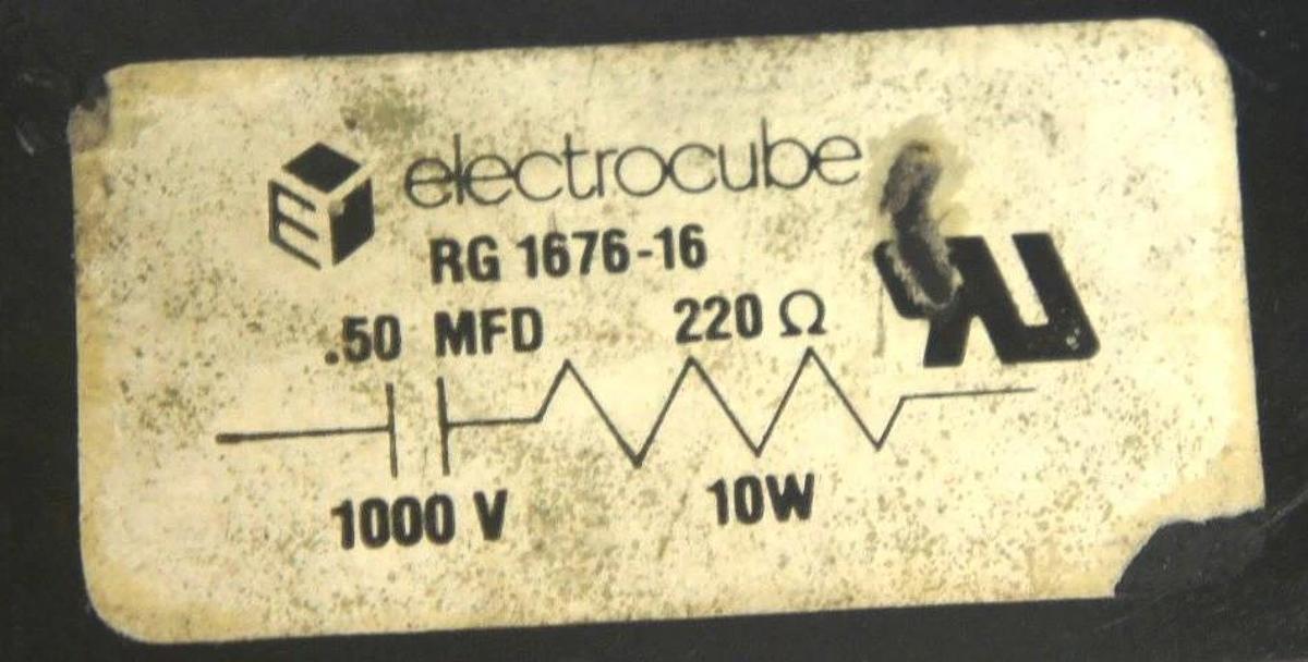 Used ELECTROCUBE RG-1676-16 POWER CUBE .50 MFD, 1000 V, 220 OHMS, 10 WATT, RG167616