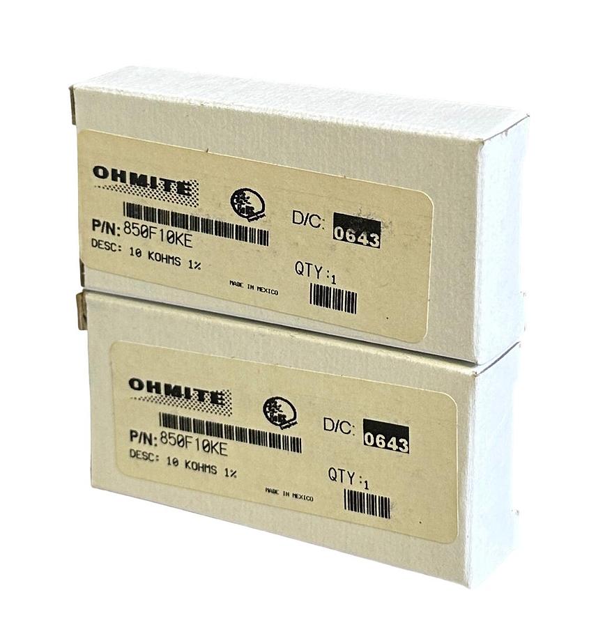 Used 2 NEW OHMITE 850F10KE WIREWOUND RESISTORS 10KOHMS 50W 1.7KV