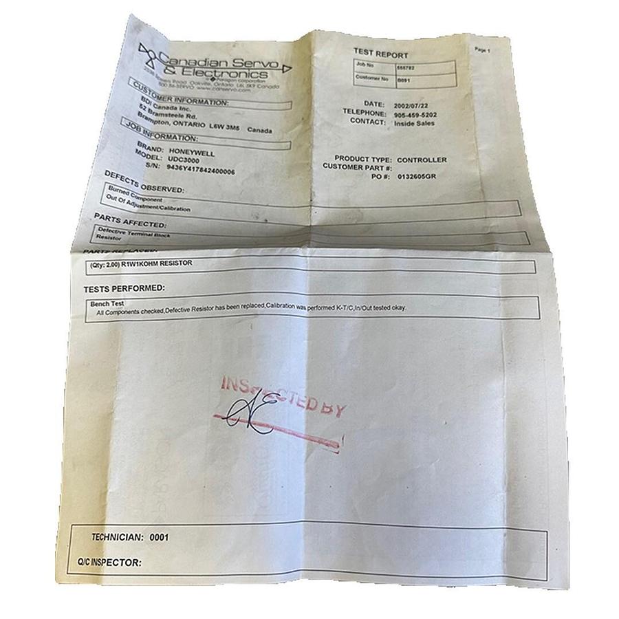 Used REPAIRED HONEYWELL DC300K-E-003-11-0F00-0 / DC300KE003110F000 UDC3000 VERSA-PRO
