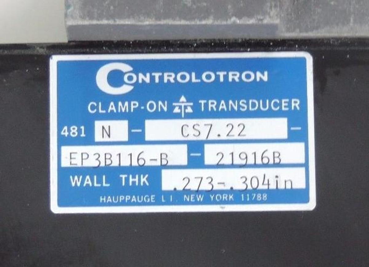 Used NEW CONTROLOTRON 481N-CS7.22-EP3B116-B-21916B CLAMP-ON TRANSDUCER .273/.304IN.