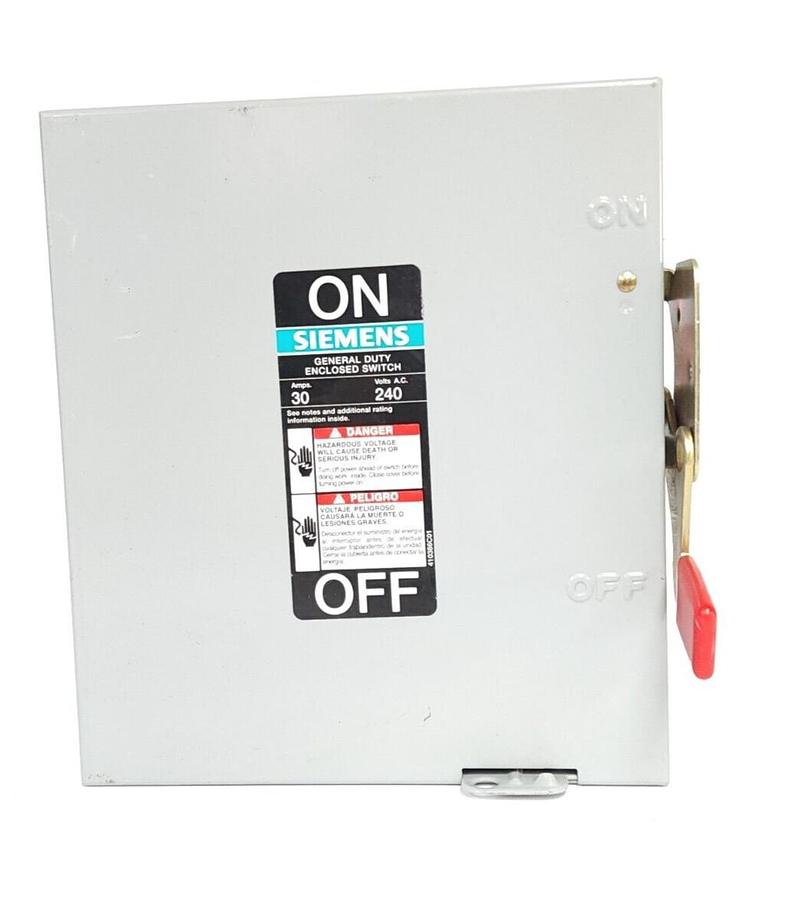 Used SIEMENS GNF321 GENERAL DUTY ENCLOSED SWITCH 30AMPS TYPE 1 ENCLOSURE