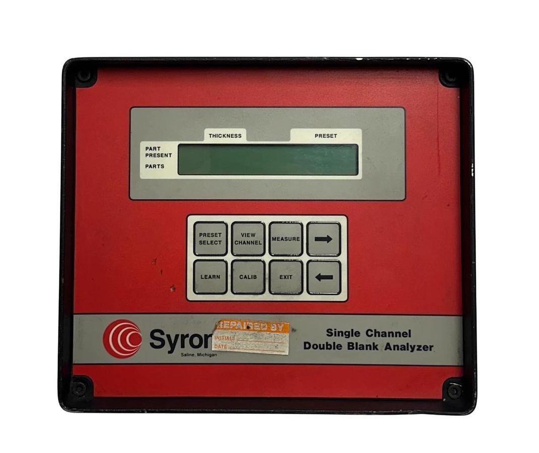 Refurbished SYRON DBA100 SINGLE CHANNEL DOUBLE BLANK ANALYZER 120VAC 60Hz SENSOR/CONTROL REP