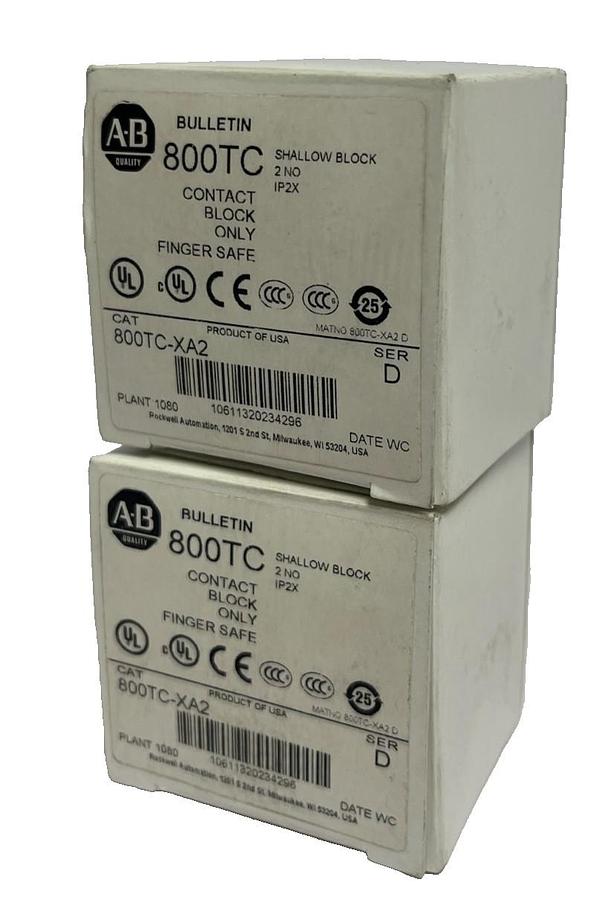 Lot of 2 Allen-Bradley 800TC-XD4 Ser. D Contact Blocks - NSMP