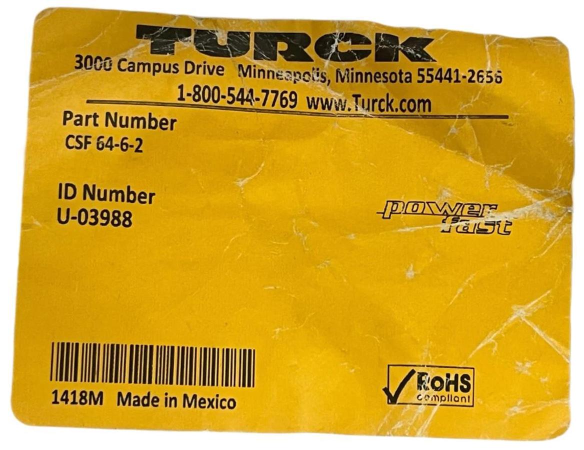 Turck CSF 64-6-2 M23 Powerfast Male Receptacle - U-03988 - New