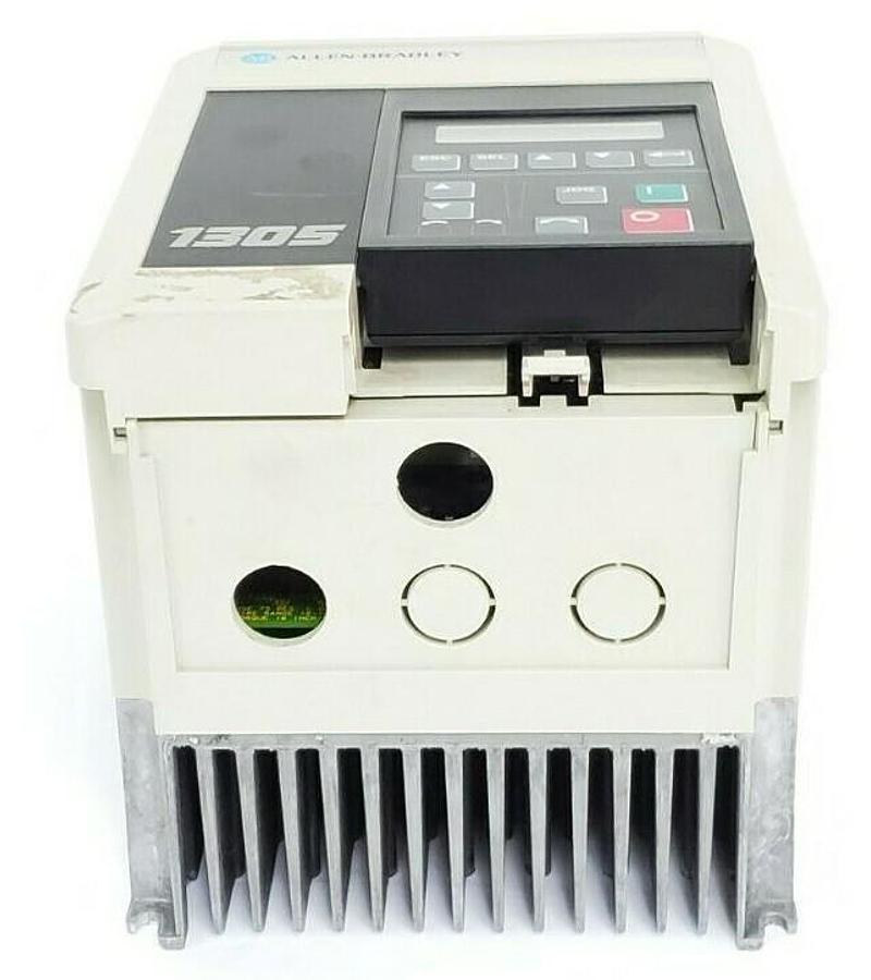 Used ALLEN BRADLEY 1305-BA03A-HA2 AC DRIVE SER. B W/ 1201-HA2 (MISSING FRONT PLATE)