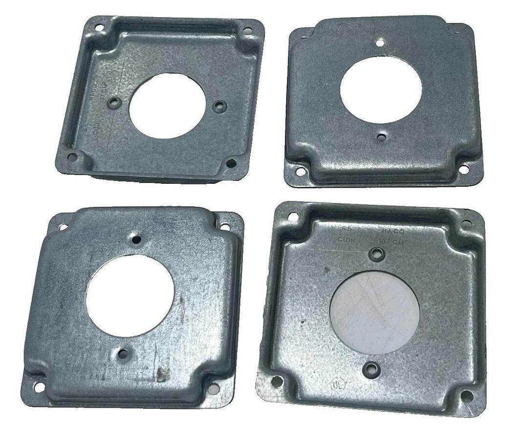 Lot of 4 RACO 812C 2-GFCI 6.5 cu. in. Steel Square Exposed Work Covers - NEW