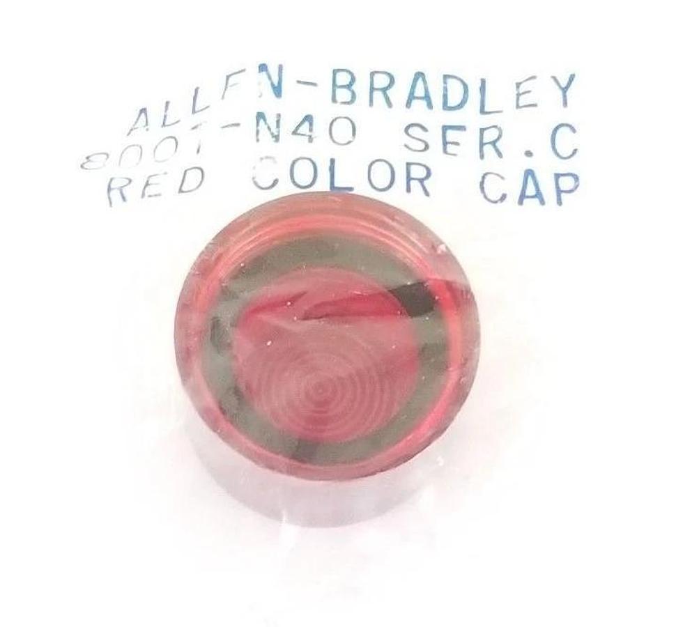 Used NEW BOX OF 10 NEW ALLEN BRADLEY 800T-N40 COLOR CAPS RED, 800TN40, SER. C