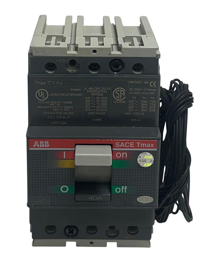 Used ABB SACE Tmax T1N / T1N040TLA / 1SDA061803R1 CIRCUIT BREAKER 40A 3-POLE AUX NSNP