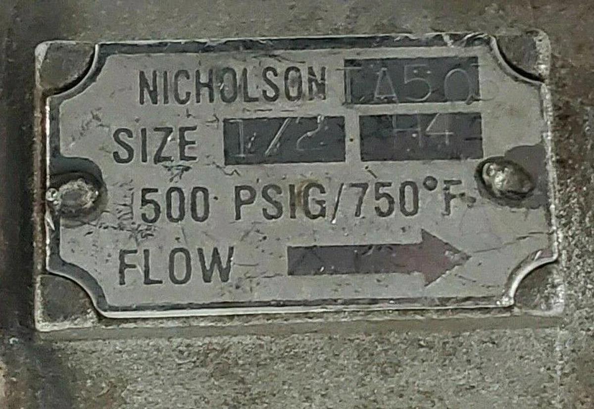 Used NICHOLSON TA503 THERMO DYNAMIC STEAM TRAP SIZE: 1/2'' 500 PSIG/750 DEG. F