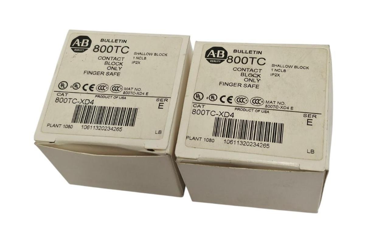 Used LOT OF 2 NIB ALLEN BRADLEY 800TC-XD4 CONTACT BLOCKS 800TCXD4 SER. E