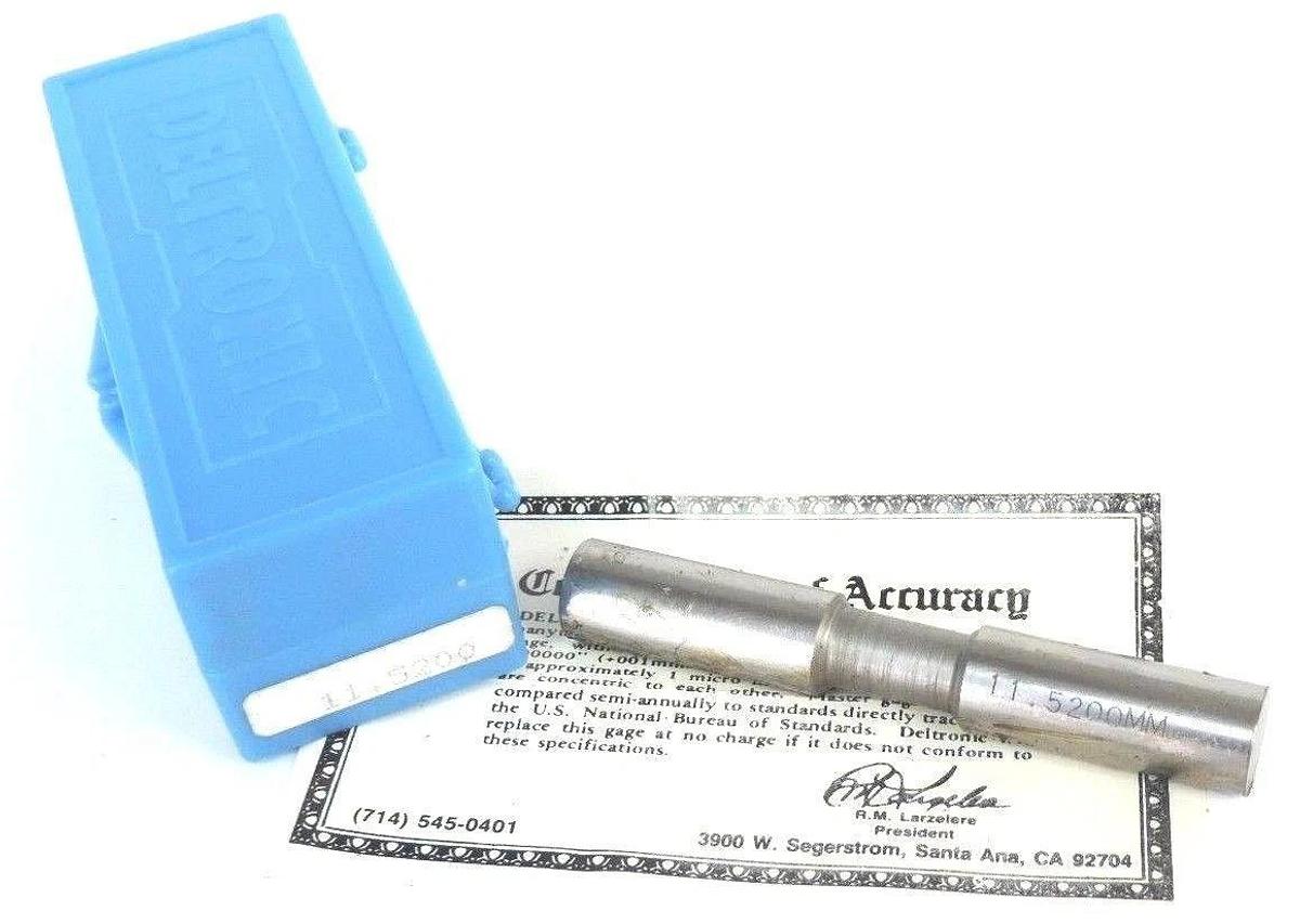 Used NEW DELTRONIC CLASS X STANDARDS 11.5200 MM GAGE PIN