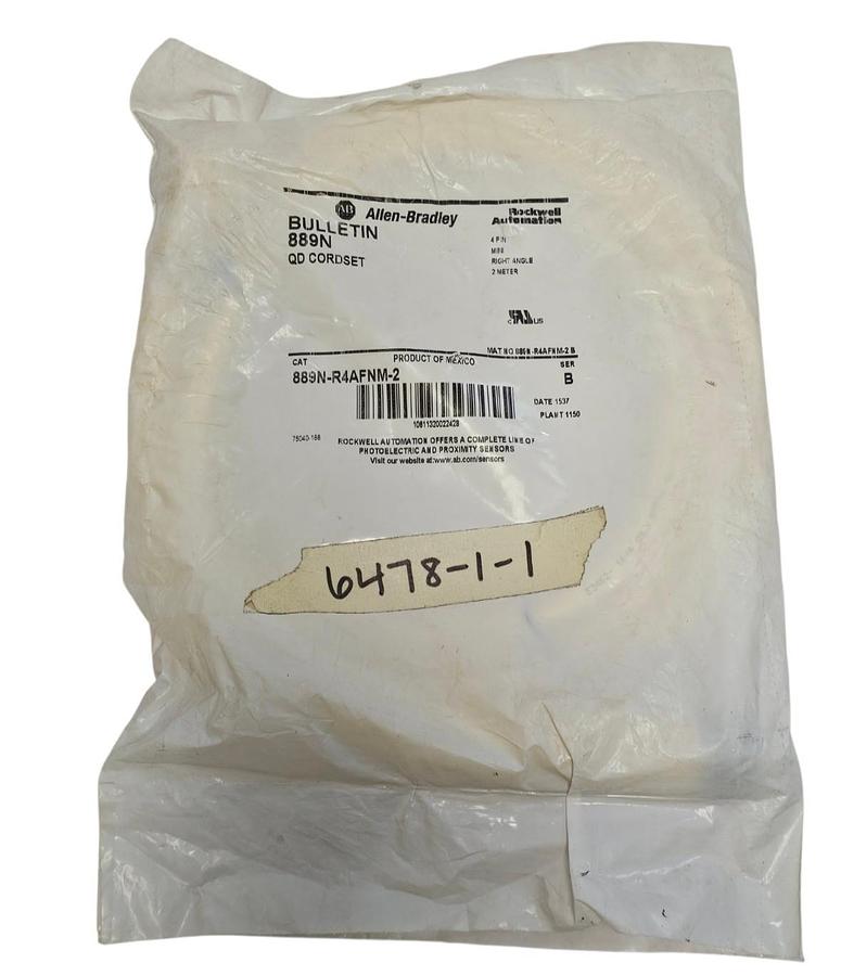 Used NEW ALLEN BRADLEY 889N-R4AFNM-2 QD CORDSET 4-PIN 2M 889NR4AFNM2 SER. B