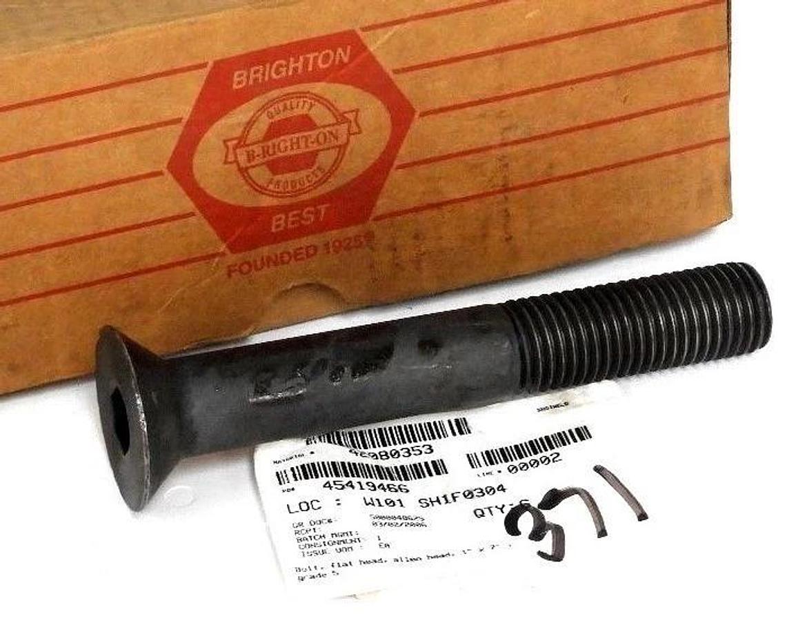 LOT OF 6 NEW BRIGHTON BEST 1'' X 7'' GRADE 5 BOLTS, FLAT HEAD, ALLEN HEAD