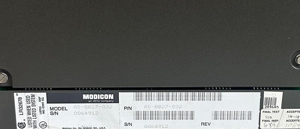 Used REPAIRED MODICON AS-B827-032 / ASB827032 32-PT 800 SERIES INPUT MODULE 24VDC
