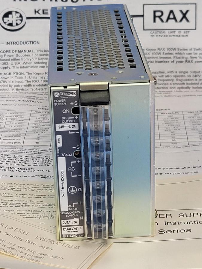 Used NIB TDK KEPCO RAX24-4.2K POWER SUPPLY 120/220-240VAC 50-60HZ 1.3A INPUT