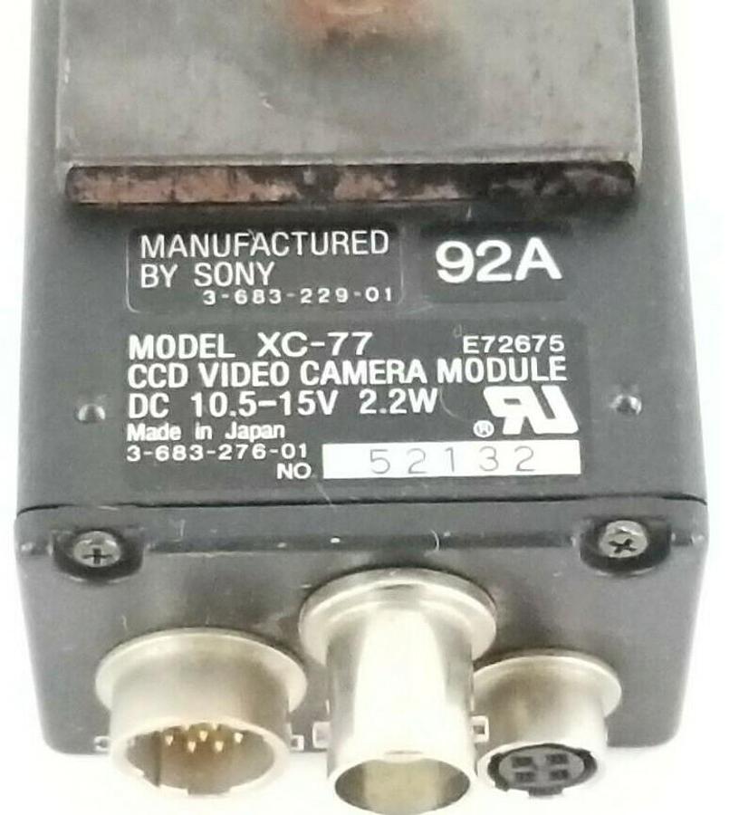 Used SONY MODEL XC-77 CCD VIDEO CAMERA MODULE 10.5-15VDC, 2.2W, XXC7, XC-77-2 NO CAP