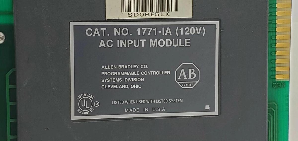 Used LOT OF 3 ALLEN BRADLEY 1771-IA (120V) AC INPUT MODULES W/ 1771-WA B WIRING ARMS